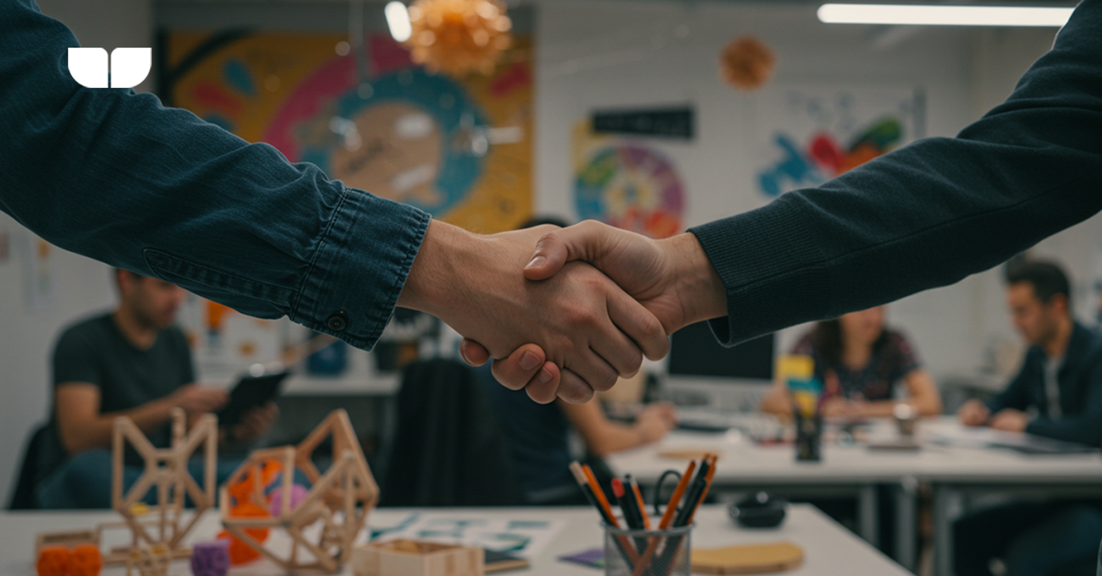 This image depicts two people shaking hands, signifying trust between the graphic designer and his client. 